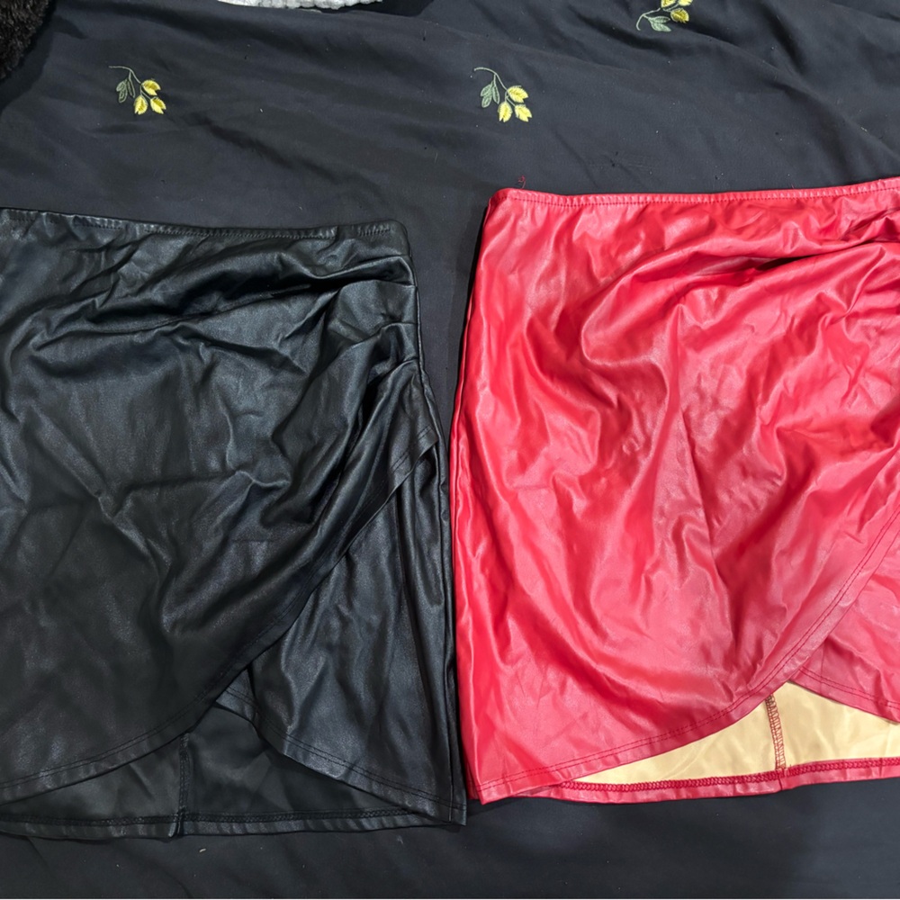 two faux leather windsor skirts